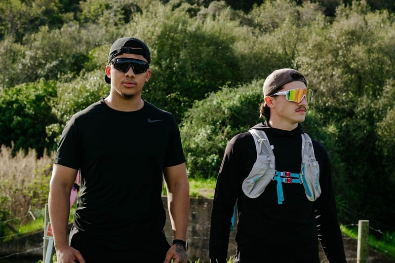 Exploring New Trials cover — athletes Ridley and Dwayne in motion at Majik Forest